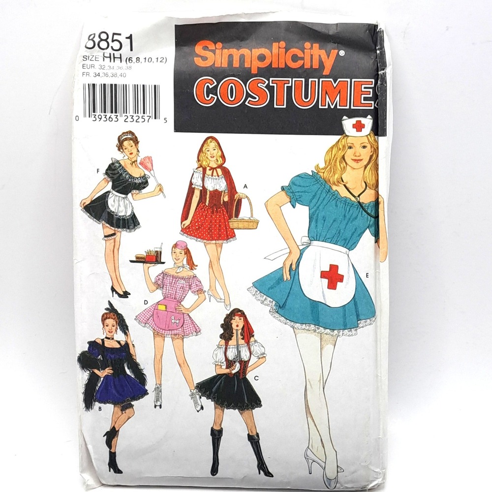 Simplicity 8851 Costume Sewing Pattern Womens‎ Size HH 6-12 Multi Color Vintage